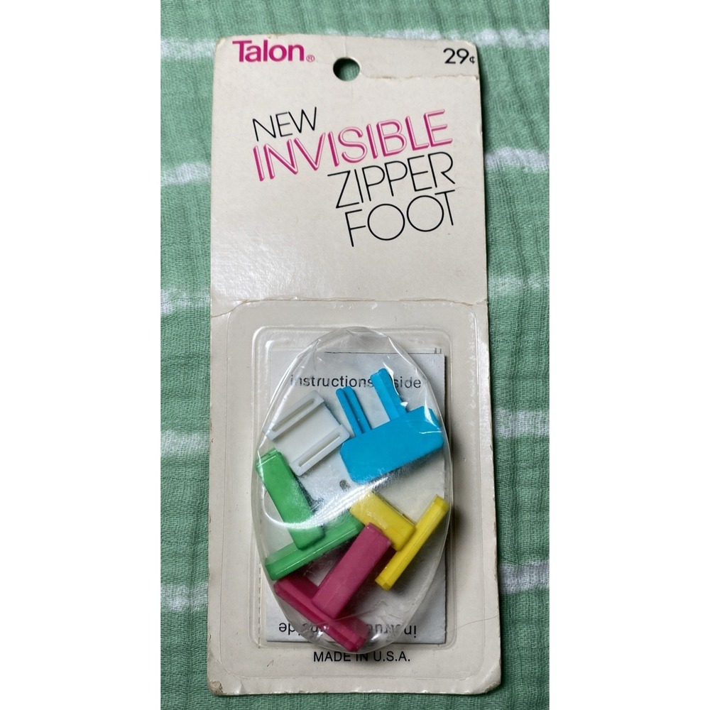 Vintage New NOS Talon Invisible Zipper Foot Made USA Art Sewing Applicator #805